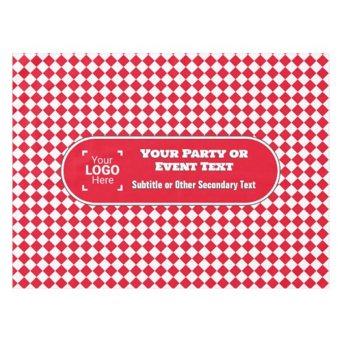 Red  White Diamond _ Custom Logo Business Events Tablecloth