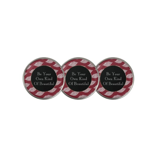 Red White Diamond Lips Golf Ball Marker (3 Up)