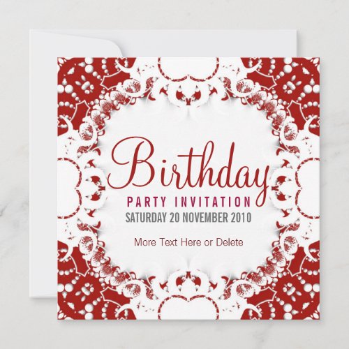 Red White digi_Lace Party Birthday Invitation