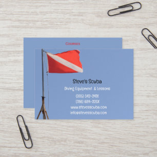 Red & White Diving Instructor Snorkeling Scuba Business Card