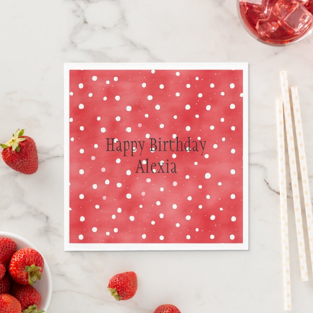Red White Dots Birthday Napkins (Insitu)
