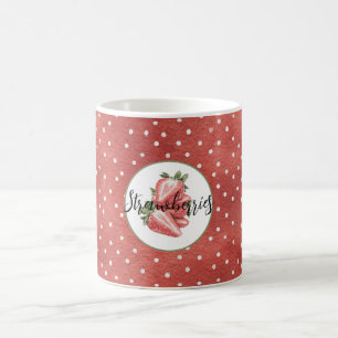 Red White Dots Strawberries Fruit Coffee Mug