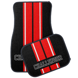 Red & White Double Race Stripes | Personalize Car Floor Mat