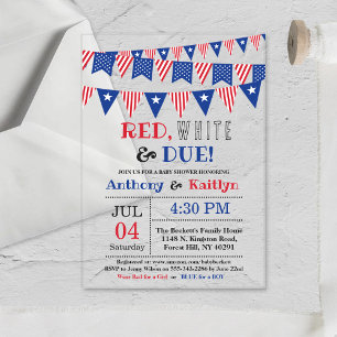 Red, White & Due! 4th Of July Baby Shower Acrylic Invitations