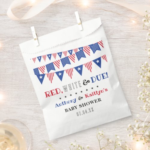 Red White  Due 4th Of July Baby Shower Favor Bag