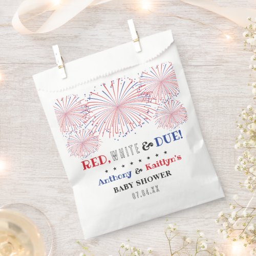 Red White  Due 4th Of July Baby Shower Favor Bag