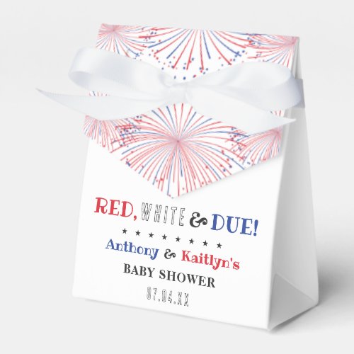 Red White  Due 4th Of July Baby Shower Favor Boxes