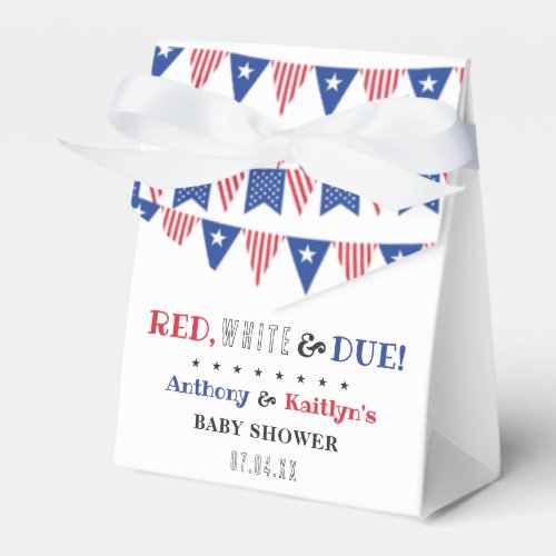 Red White  Due 4th Of July Baby Shower Favor Boxes