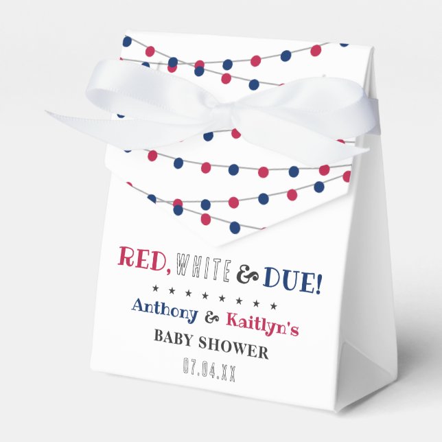 Red, White & Due! 4th Of July Baby Shower Favor Boxes (Front Side)