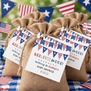 Red, White & Due! 4th Of July Baby Shower Favor Tags