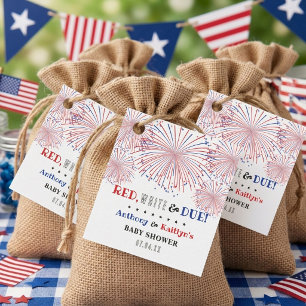Red, White & Due! 4th Of July Baby Shower Favor Tags