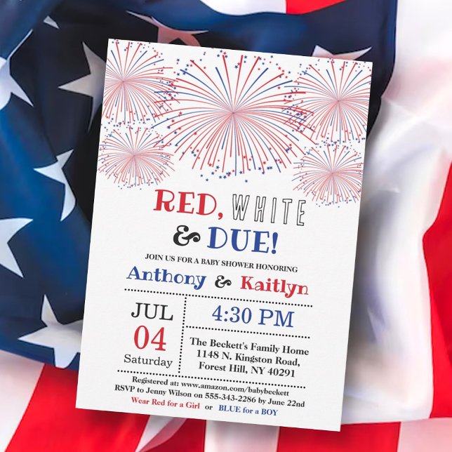 Red, White & Due! 4th Of July Baby Shower Invitation (Creator Uploaded)