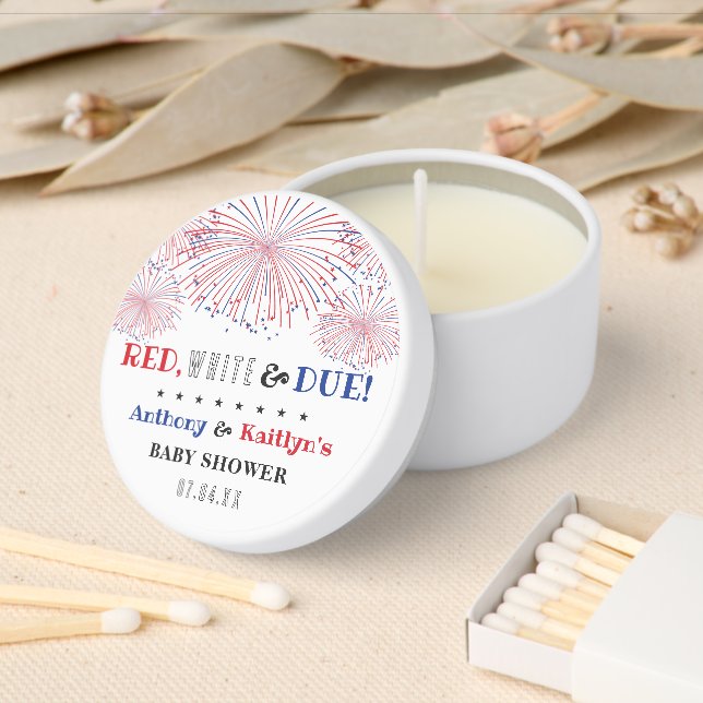 Red, White & Due! 4th Of July Baby Shower Mini Candle Favors (Insitu)