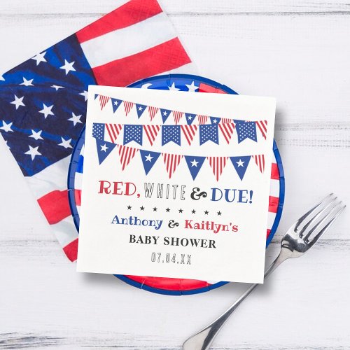 Red White  Due 4th Of July Baby Shower Napkins