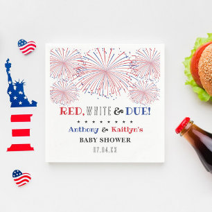 Red, White & Due! 4th Of July Baby Shower Napkins