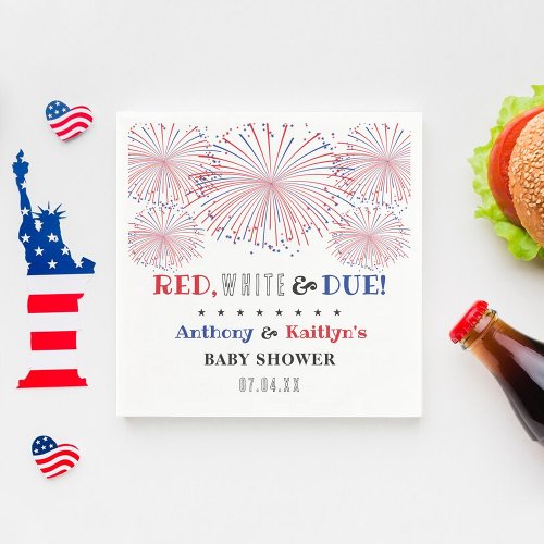 Red White  Due 4th Of July Baby Shower Napkins