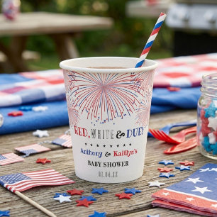 Red, White & Due! 4th Of July Baby Shower Paper Cups