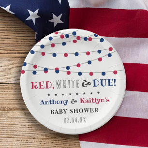 Red, White & Due! 4th Of July Baby Shower Paper Plates
