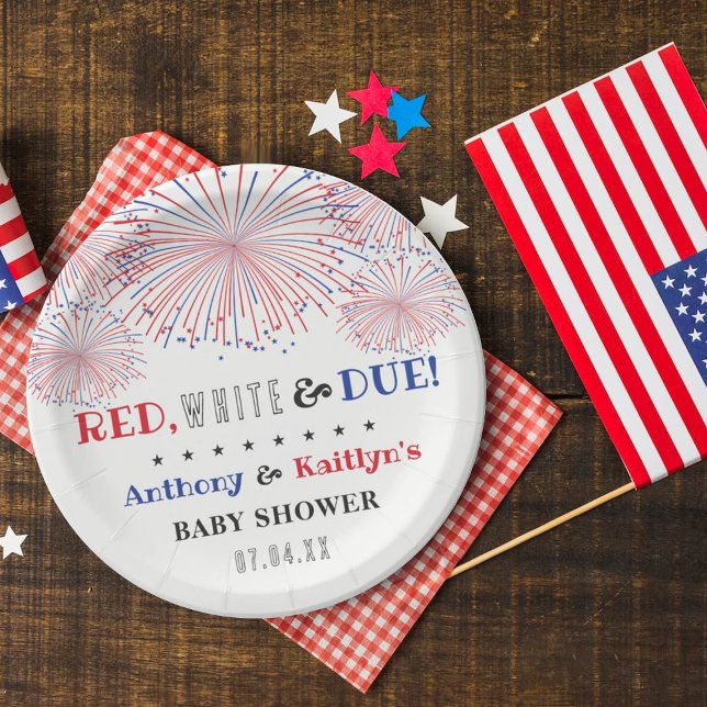 Red, White & Due! 4th Of July Baby Shower Paper Plates (Creator Uploaded)