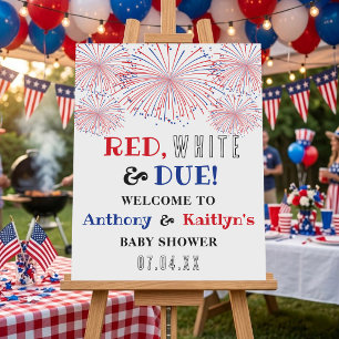Red, White & Due! 4th Of July Baby Shower Welcome Foam Board