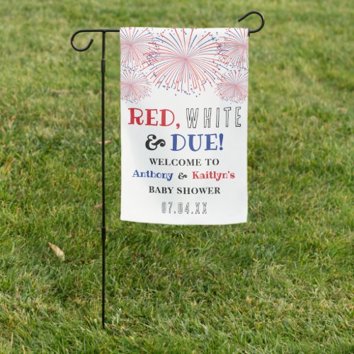 Red White  Due 4th Of July Baby Shower Welcome Garden Flag
