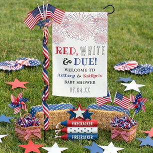 Red, White & Due! 4th Of July Baby Shower Welcome Garden Flag