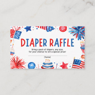 Red White & Due 4th of July Diaper Raffle Game Enclosure Card