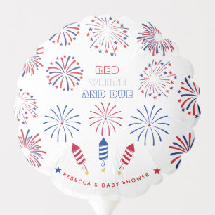 Red White Due 4th of July firecrackers baby shower Balloon