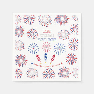 Red White Due 4th of July firecrackers baby shower Napkins