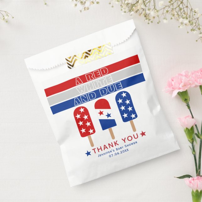 Red White Due 4th of July fpopsicles baby shower Favor Bag (Sealed)