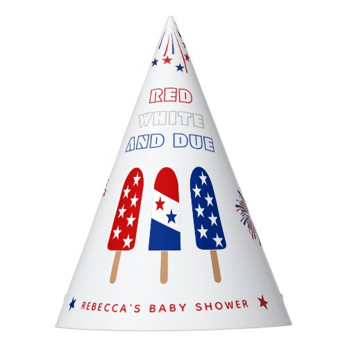 Red White Due 4th of July popsicles baby shower Party Hat