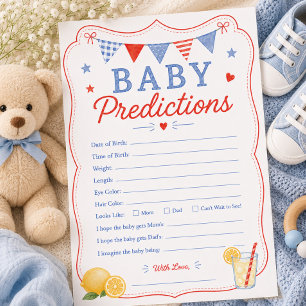 Red White & Due Baby Predictions Card