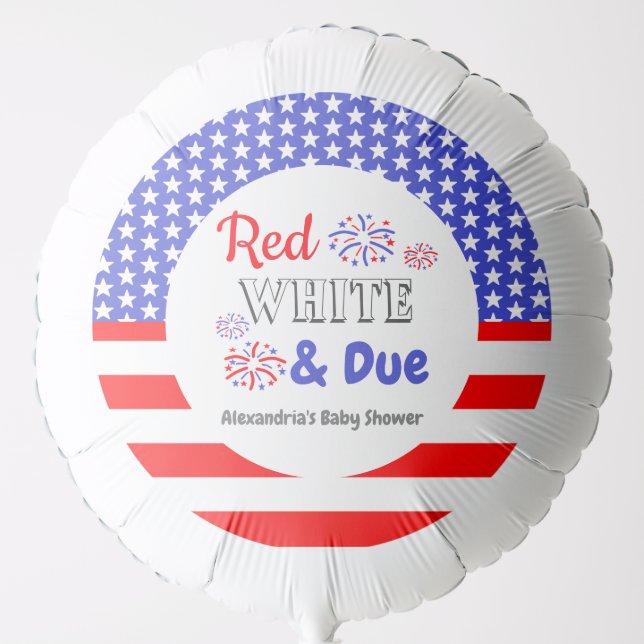 Red White & Due Baby Shower Balloon (Front)