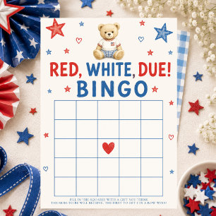 Red White & Due Baby Shower Bingo Invitation