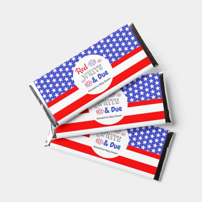 Red White & Due Baby Shower Hershey Bar Favors (Front)