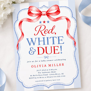 Red White & Due Baby Shower Invitation