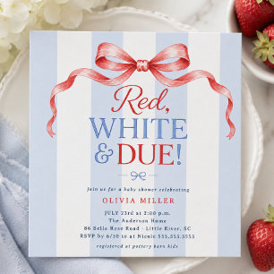 Red White & Due Baby Shower Invitation