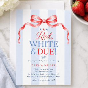 Red White & Due Baby Shower Invitation