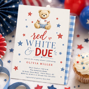 Red White & Due Baby Shower Invitation