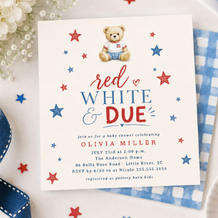 Red White & Due Baby Shower Invitation