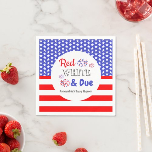 Red White  Due Baby Shower Napkins