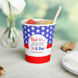 Red White & Due Baby Shower Paper Cups
