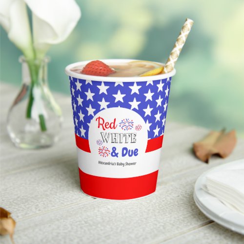 Red White  Due Baby Shower Paper Cups