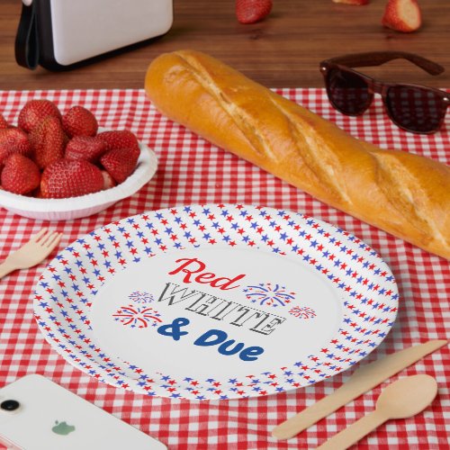 Red White  Due Baby Shower Paper Plates