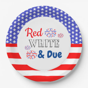 Red White & Due Baby Shower Paper Plates
