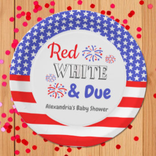 Red White & Due Baby Shower Paper Plates