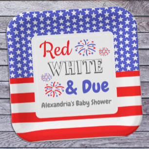Red White & Due Baby Shower Paper Plates