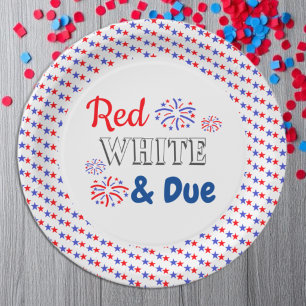 Red White & Due Baby Shower Paper Plates