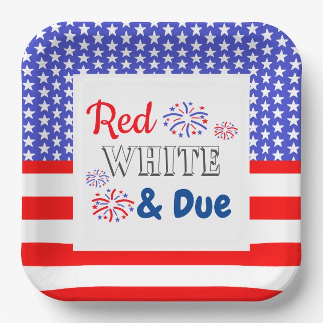 Red White & Due Baby Shower Paper Plates (Front)