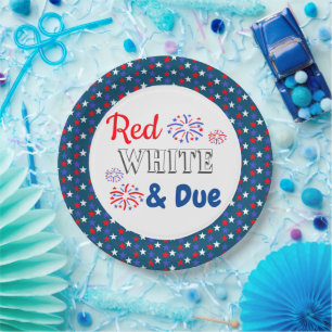 Red White & Due Baby Shower Paper Plates